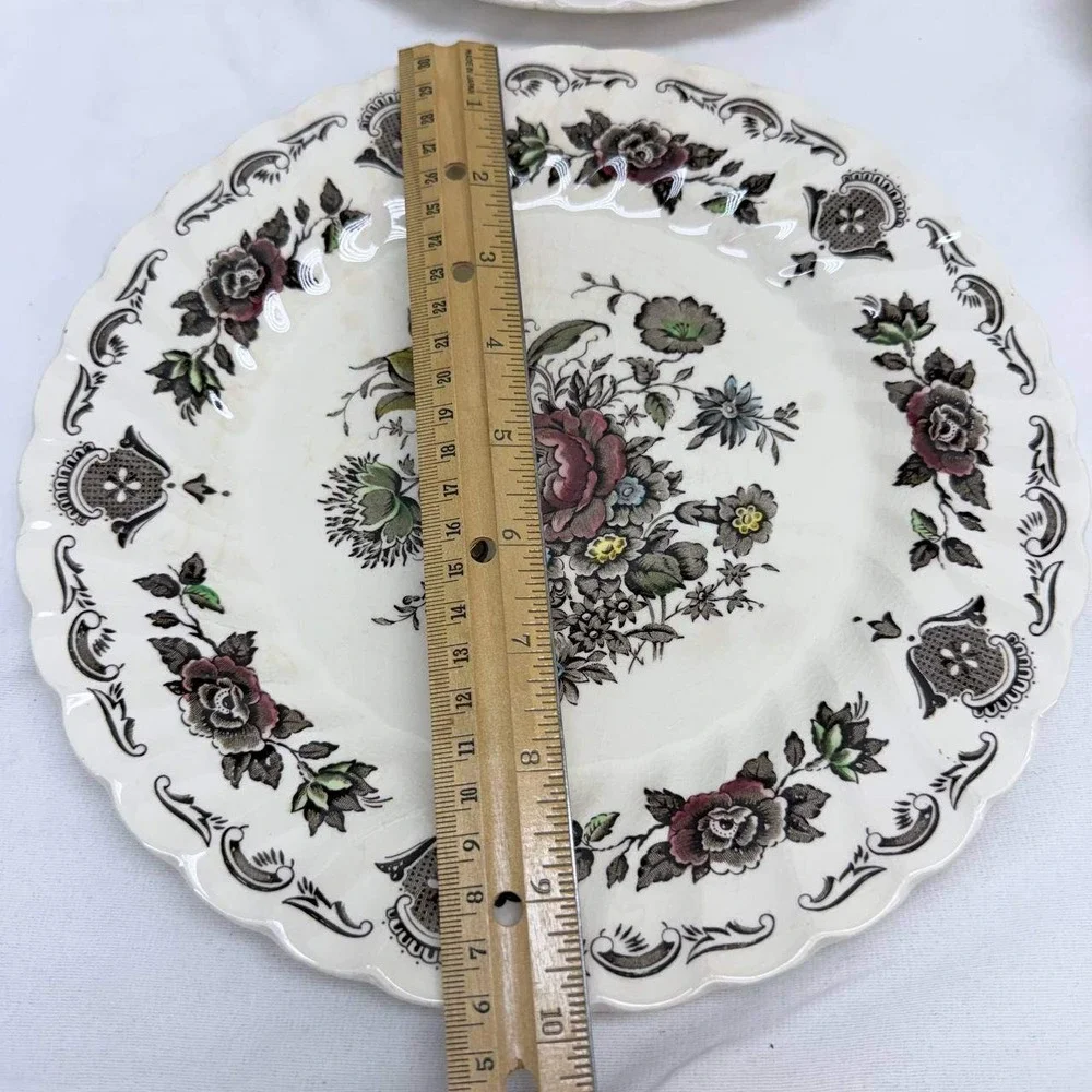 Vintage Myotts Bouquet Staffordshire England 14pc Floral Ironstone Plate Set